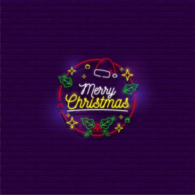 Merry Christmas Double Circle Neon Sign