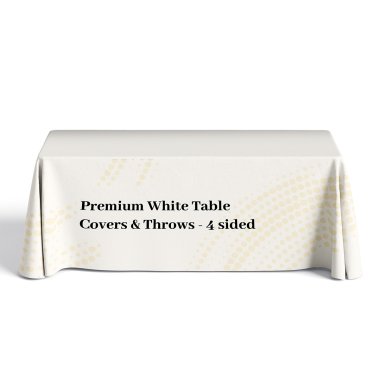 Premium White Table Covers & Throws - 4 sided