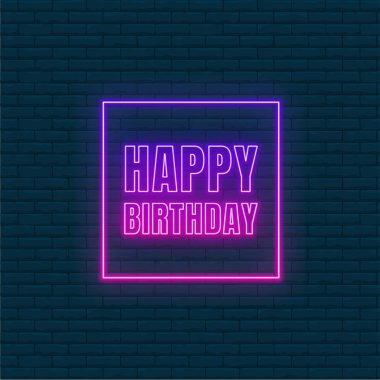 Happy Birthday Framed Neon Sign